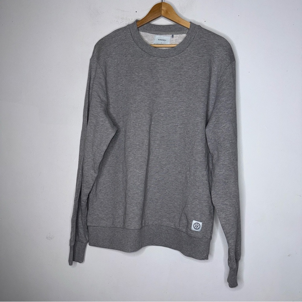 Amendi Adam Grey Melange‎ Cotton Crew Neck Sweatshirt Large